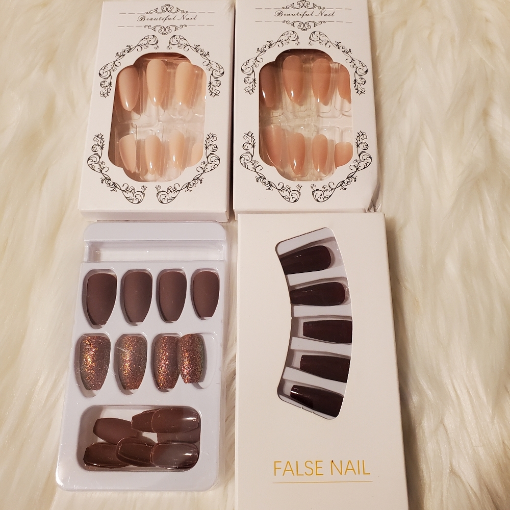 Assorted False Nail Sets in Nude and Brown